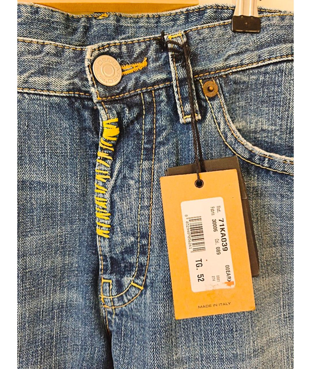 DSQUARED2 Голубые хлопковые прямые джинсы, фото 2