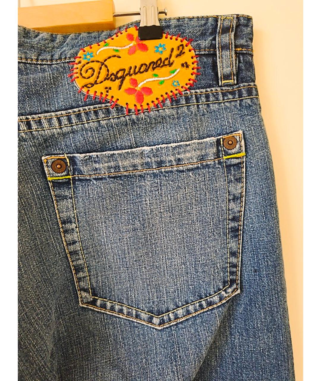 DSQUARED2 Голубые хлопковые прямые джинсы, фото 5