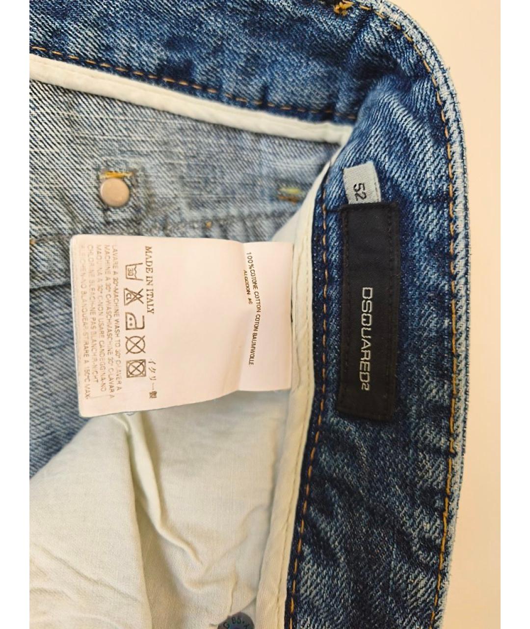 DSQUARED2 Голубые хлопковые прямые джинсы, фото 3