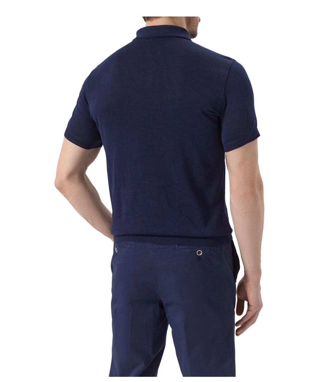 CORNELIANI Темно-синее хлопковое поло с коротким рукавом, фото 3