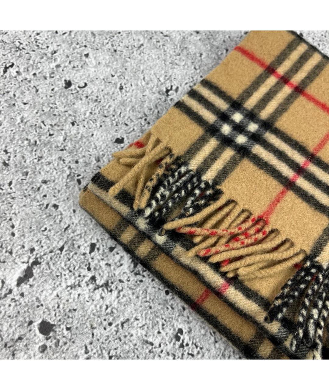 BURBERRY Бежевый шерстяной шарф, фото 4