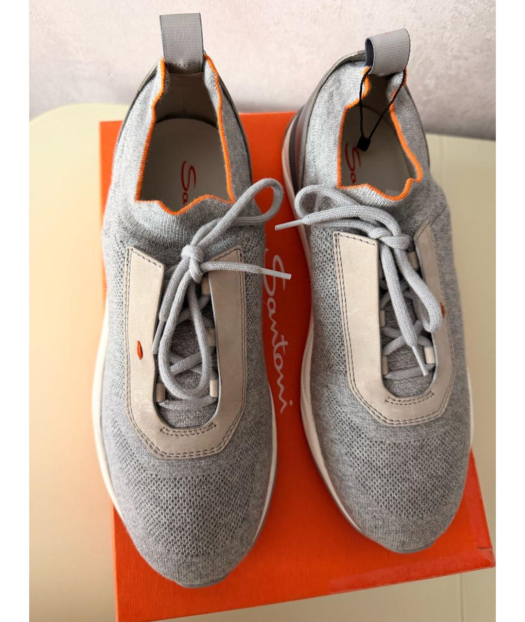 SANTONI Серые текстильные низкие кроссовки / кеды, фото 2