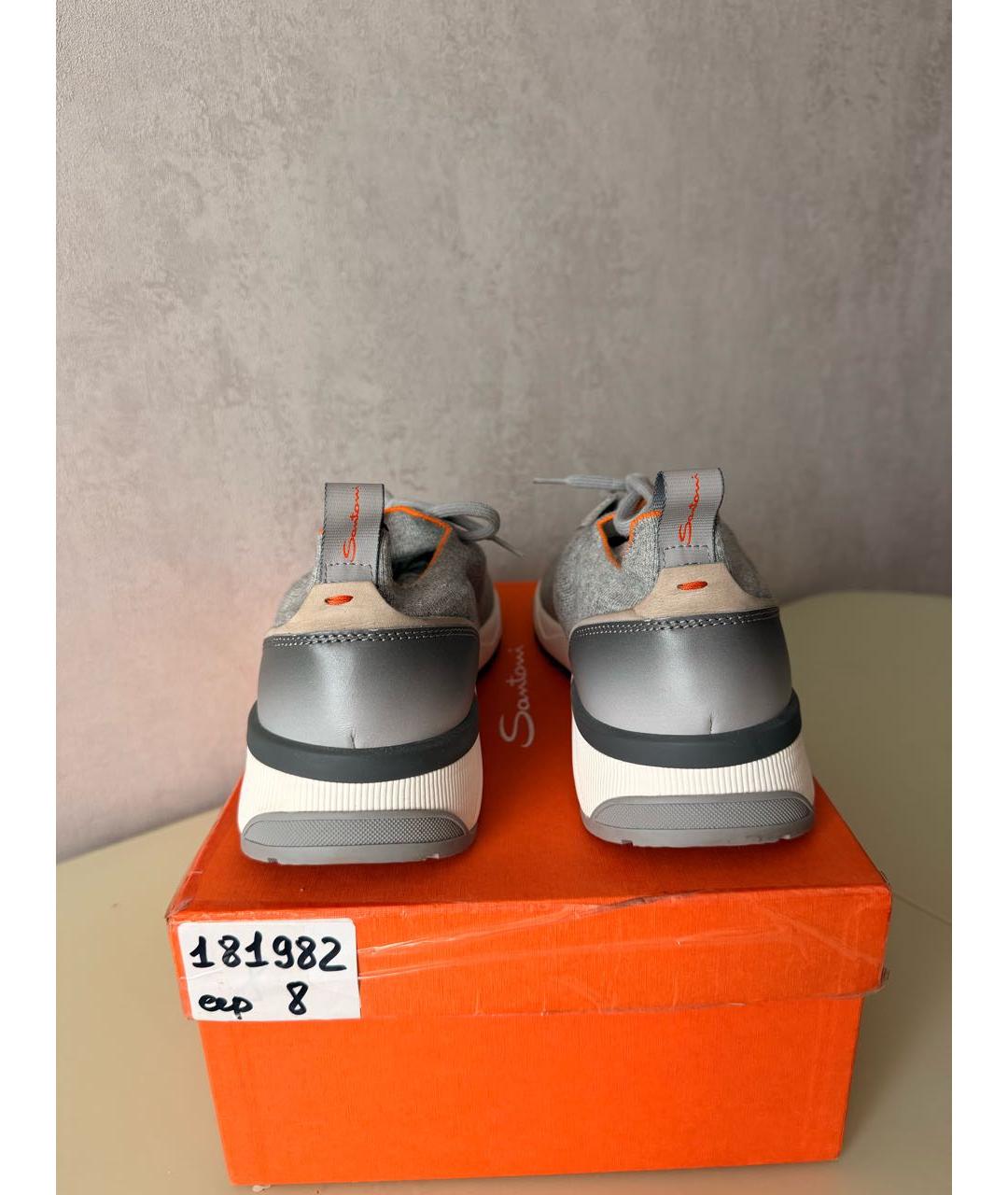 SANTONI Серые текстильные низкие кроссовки / кеды, фото 4