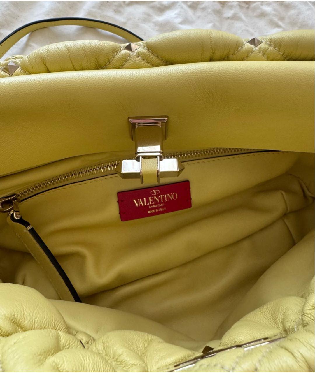 VALENTINO Желтая кожаная сумка через плечо, фото 3
