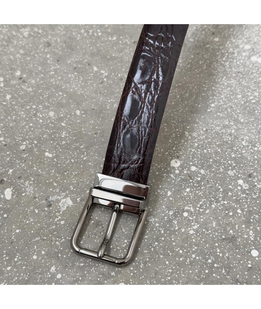 DOLCE&GABBANA Бордовый кожаный ремень, фото 5