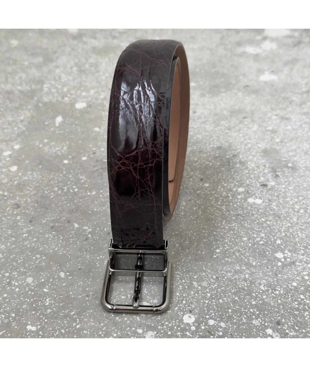 DOLCE&GABBANA Бордовый кожаный ремень, фото 4
