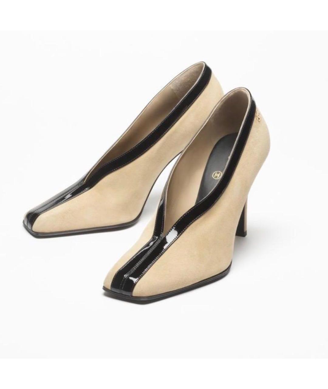 CHANEL Бежевые замшевые туфли, фото 3