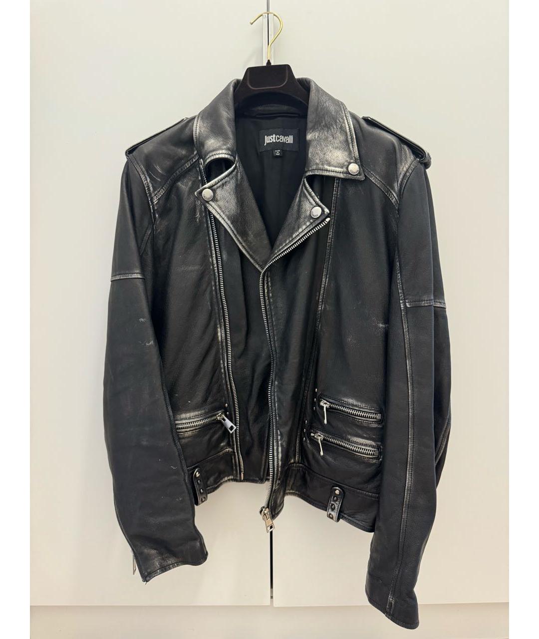 JUST CAVALLI Антрацитовая кожаная куртка, фото 3