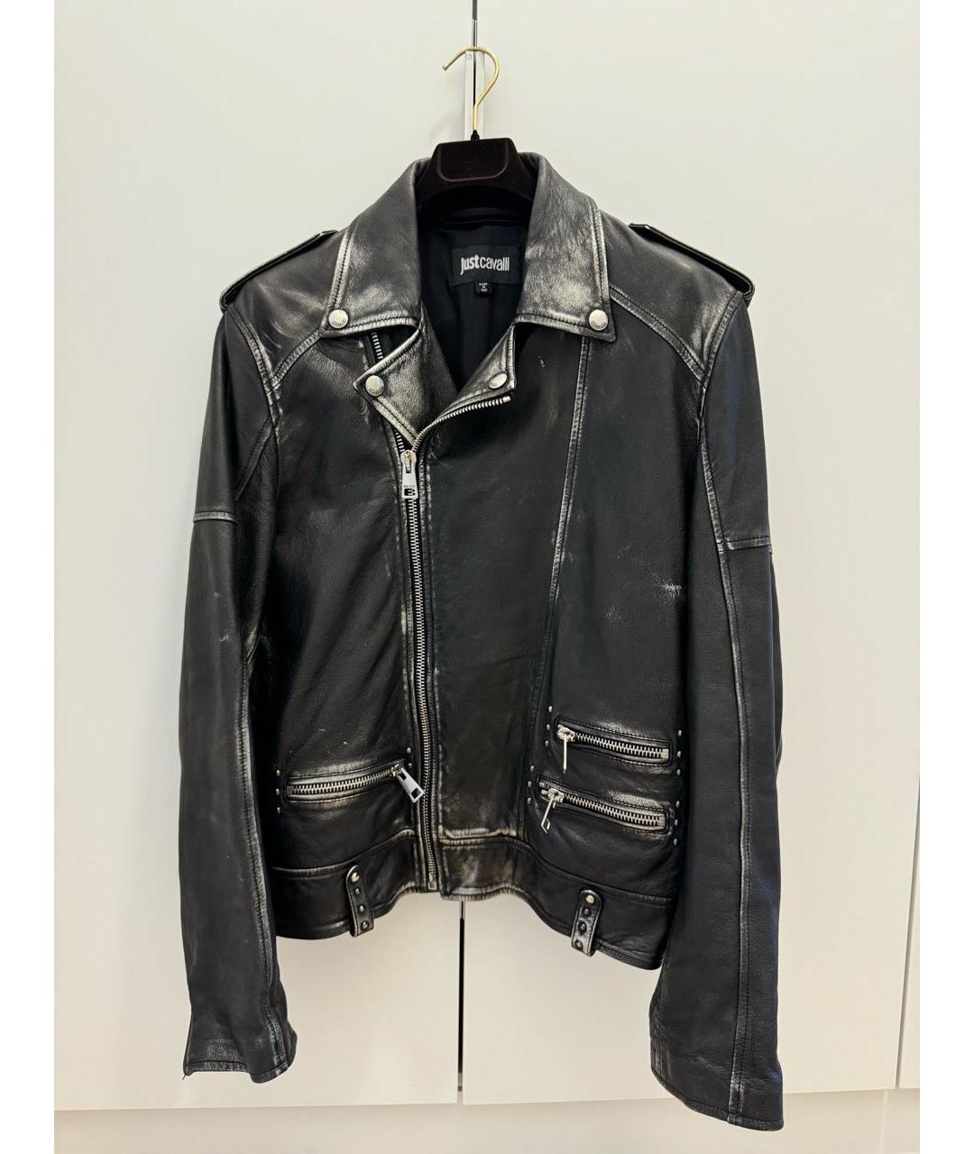 JUST CAVALLI Антрацитовая кожаная куртка, фото 5
