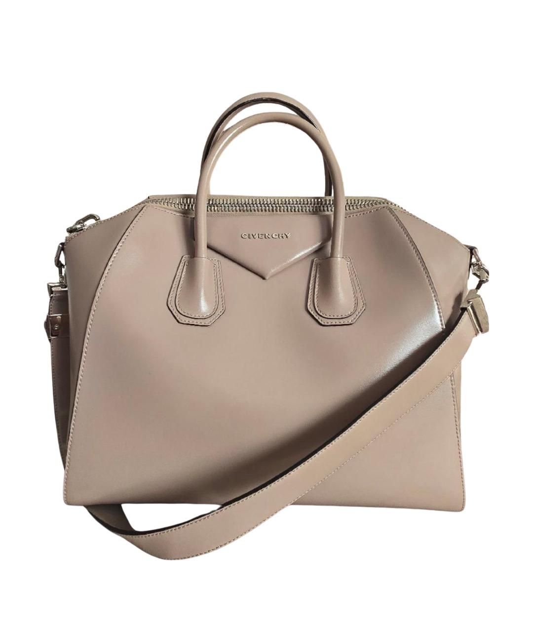 GIVENCHY Бежевая кожаная сумка с короткими ручками, фото 1