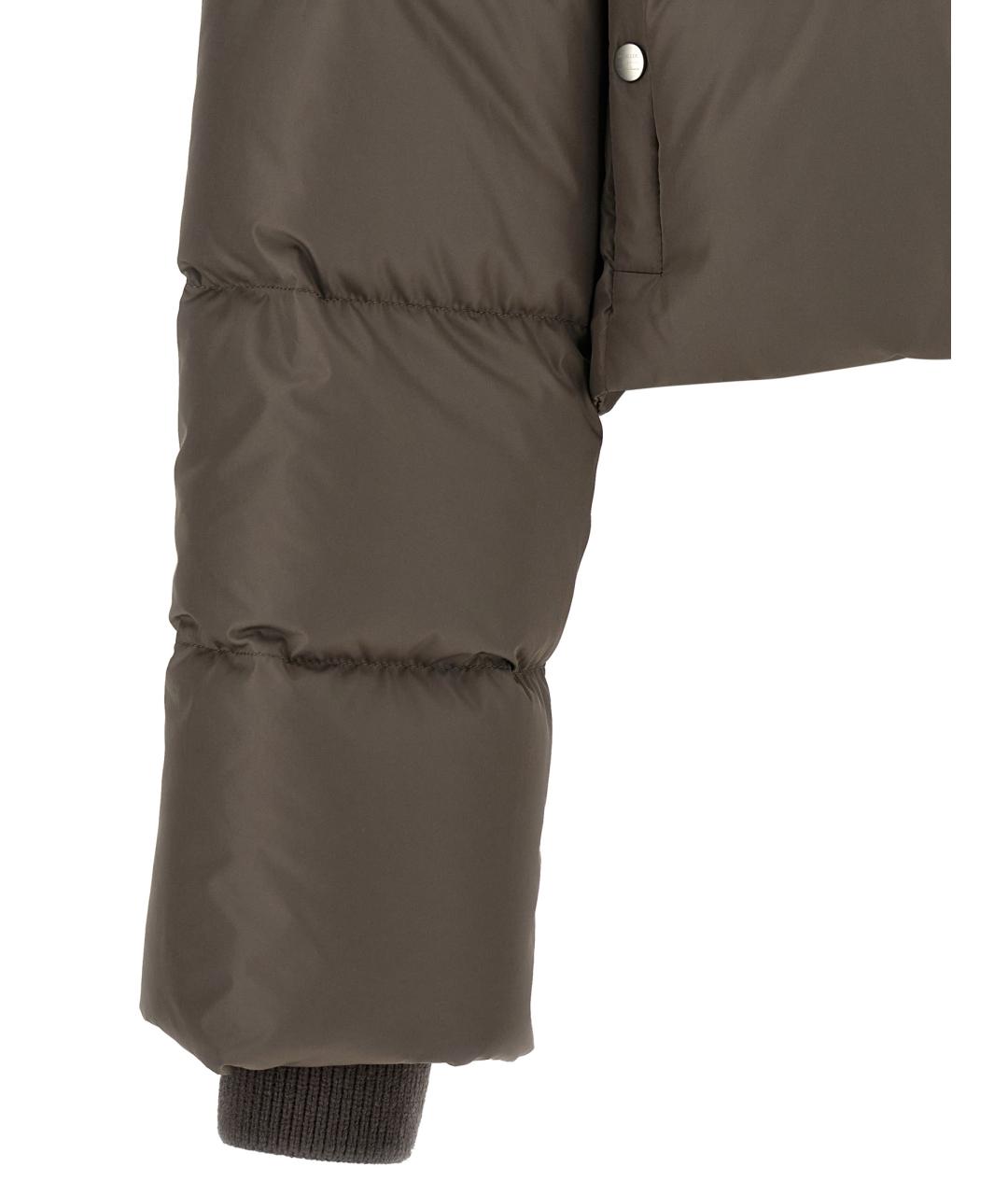 MONCLER Коричневый полиэстеровый пуховик, фото 4