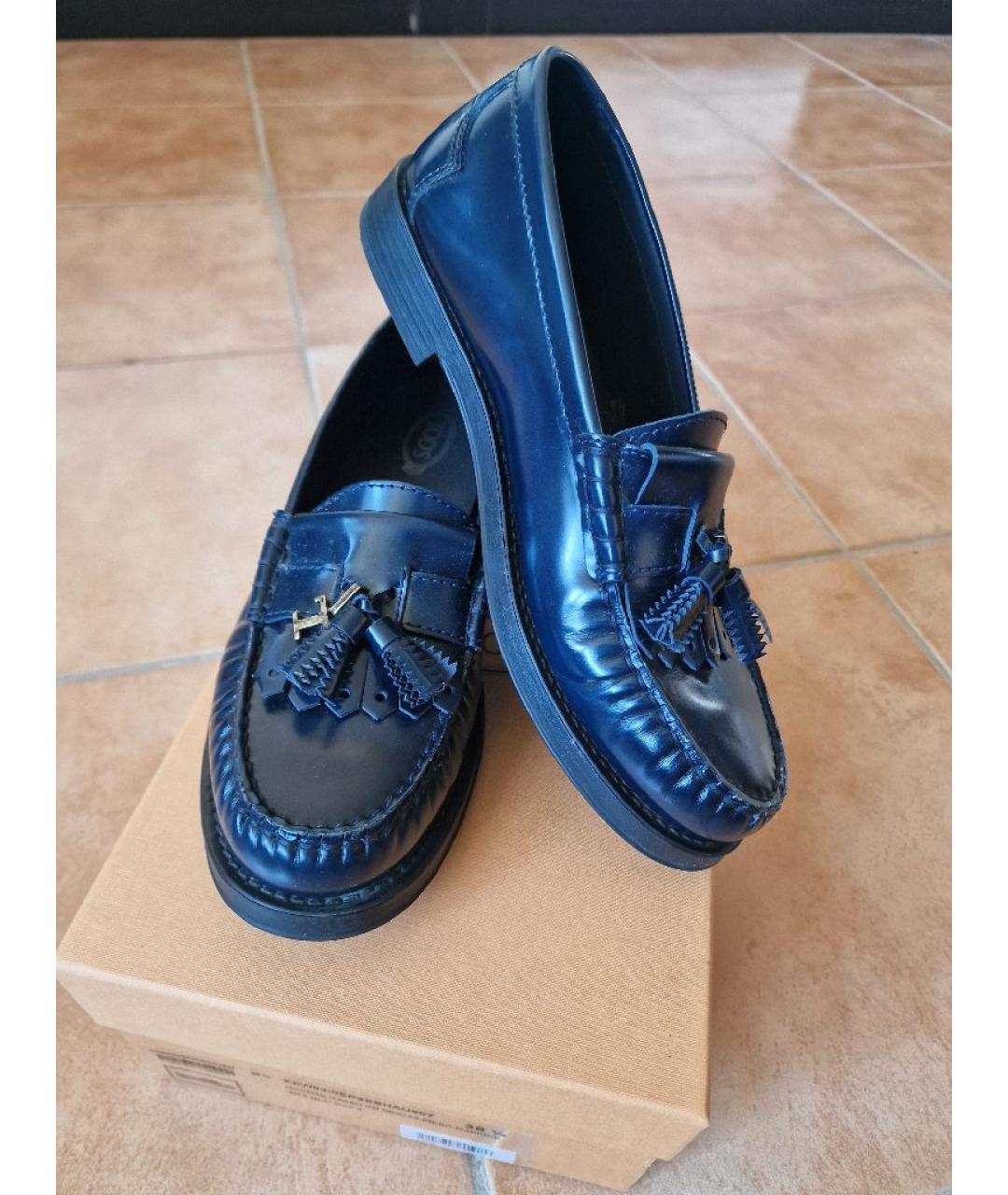 TOD'S Темно-синие мокасины из лакированной кожи, фото 4