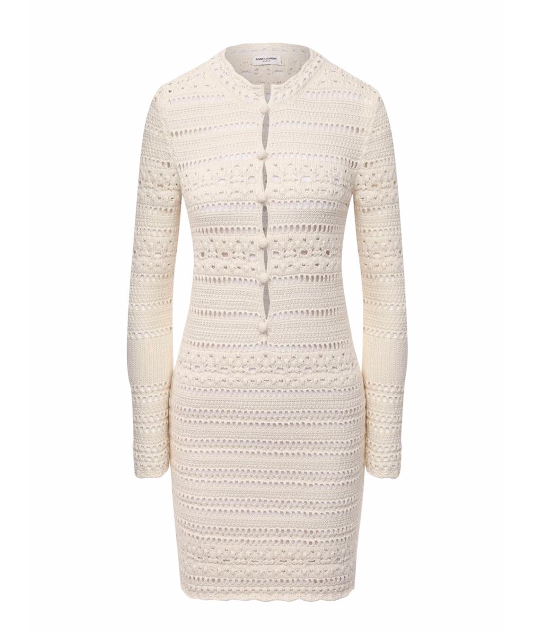 SAINT LAURENT Бежевое хлопковое коктейльное платье, фото 1