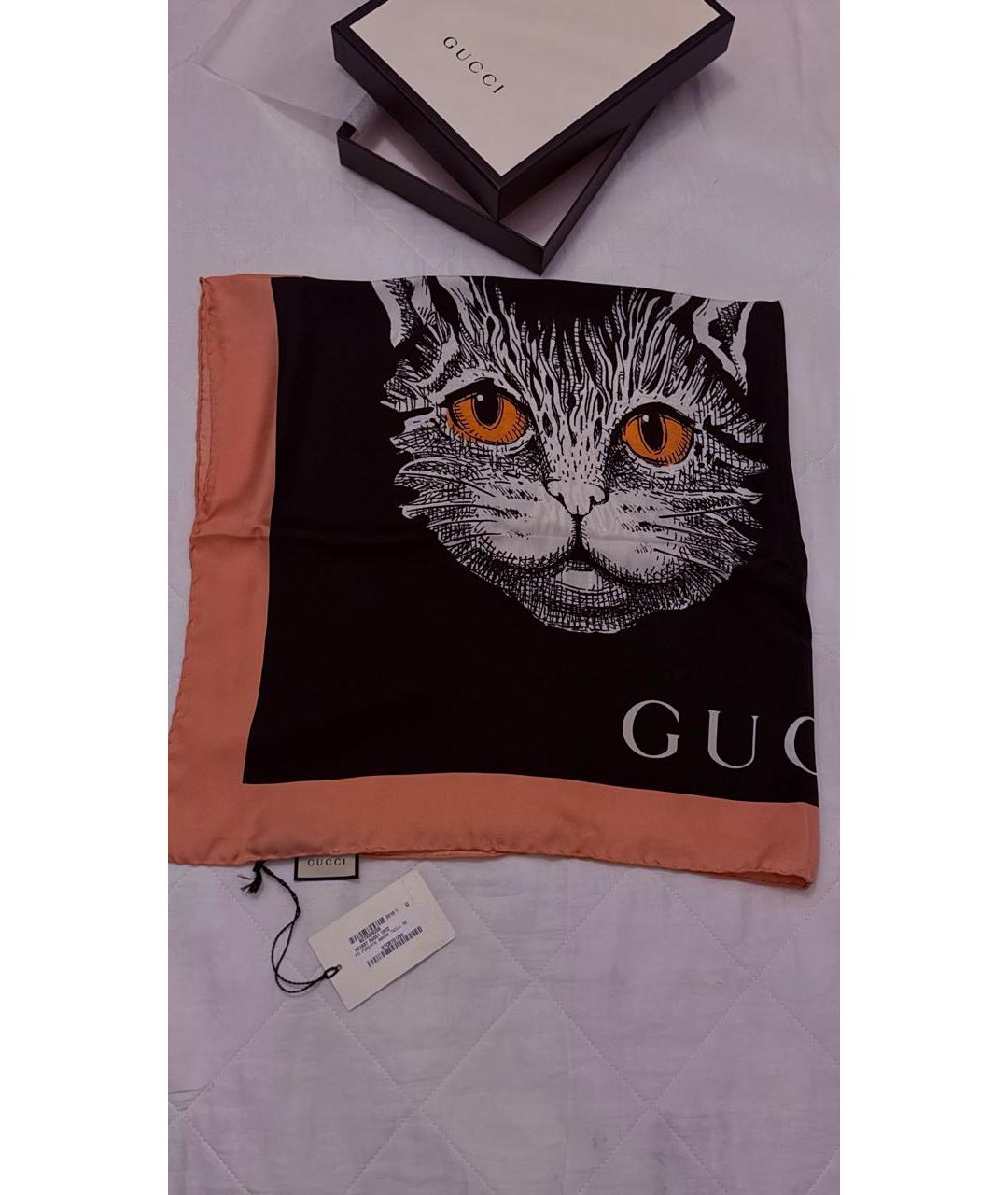 GUCCI Черный шелковый платок, фото 5