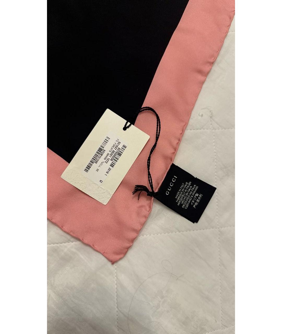 GUCCI Черный шелковый платок, фото 3