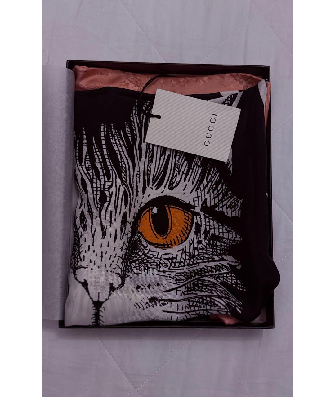 GUCCI Черный шелковый платок, фото 2