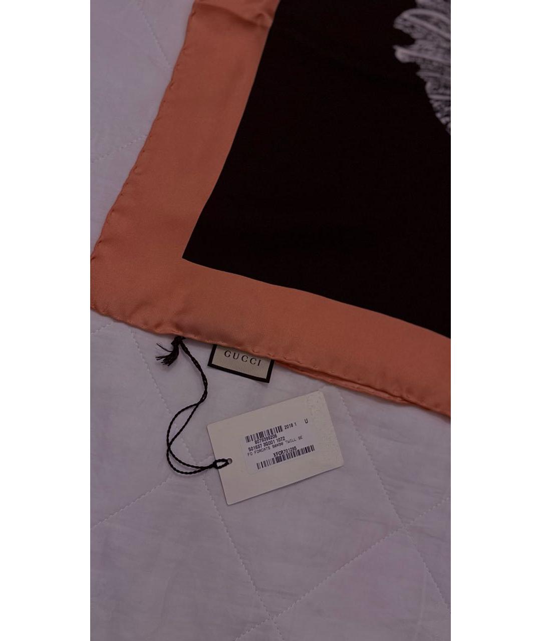 GUCCI Черный шелковый платок, фото 6