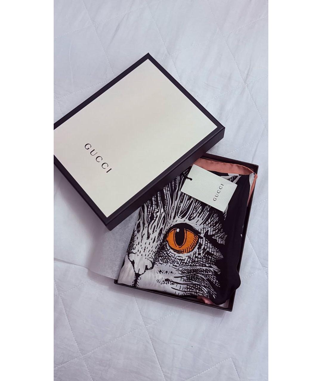 GUCCI Черный шелковый платок, фото 4