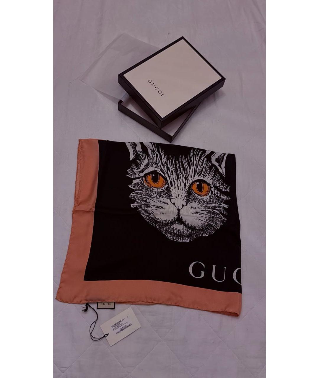 GUCCI Черный шелковый платок, фото 7