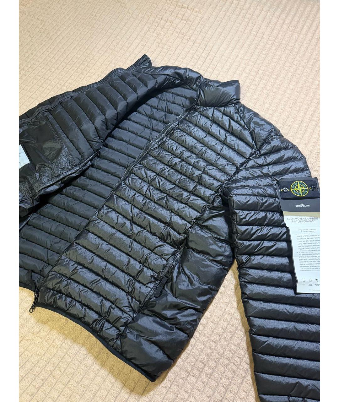 STONE ISLAND Черный полиэстеровый пуховик, фото 3