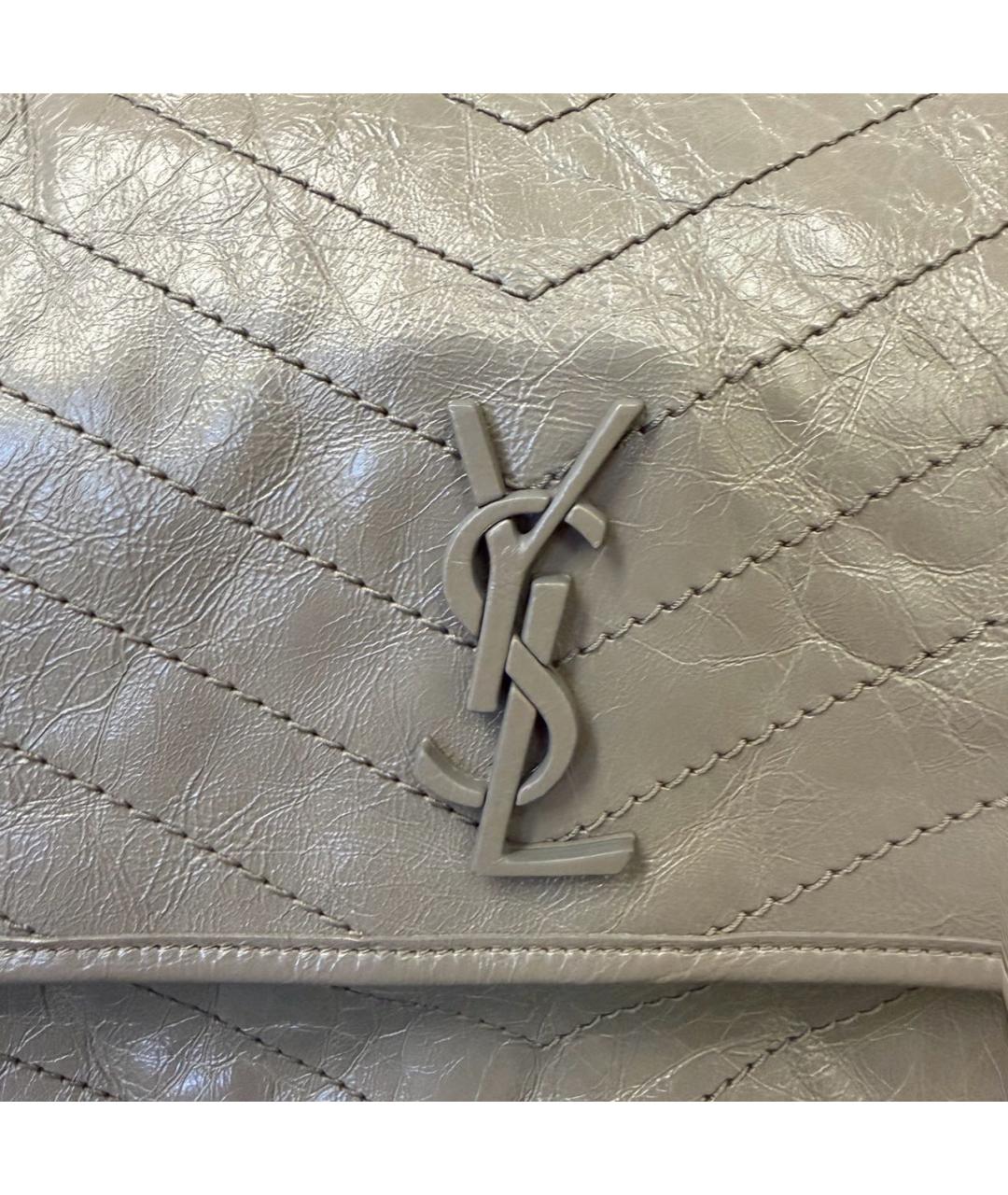 SAINT LAURENT Серая кожаная сумка через плечо, фото 7