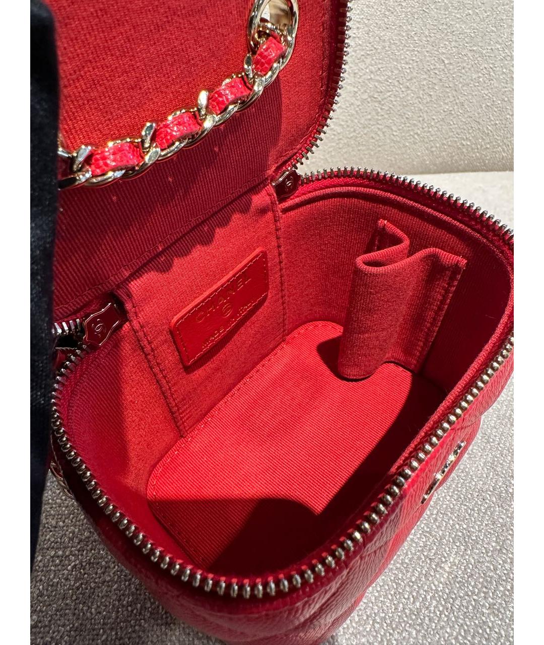 CHANEL Красная кожаная сумка через плечо, фото 8