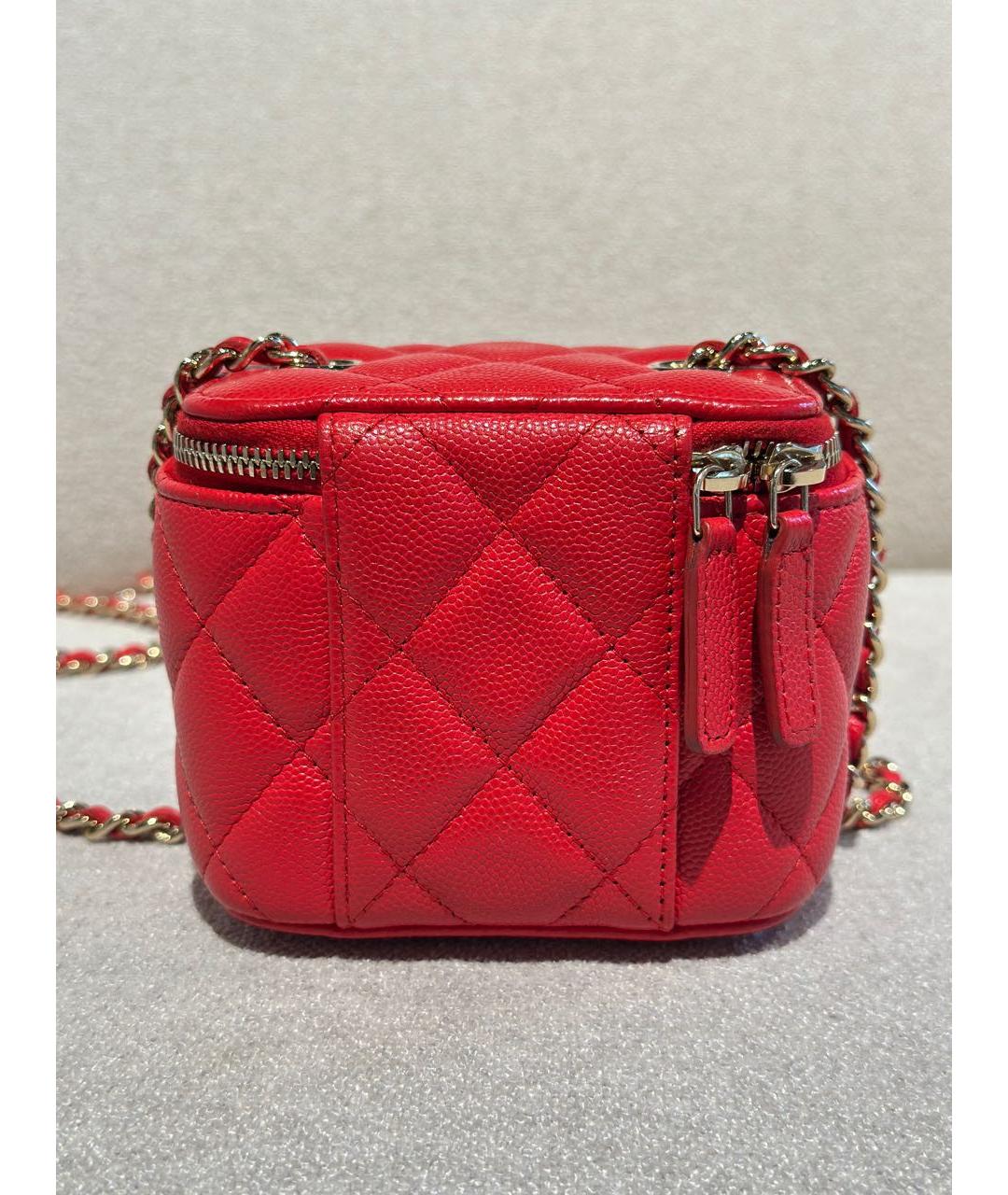 CHANEL Красная кожаная сумка через плечо, фото 4