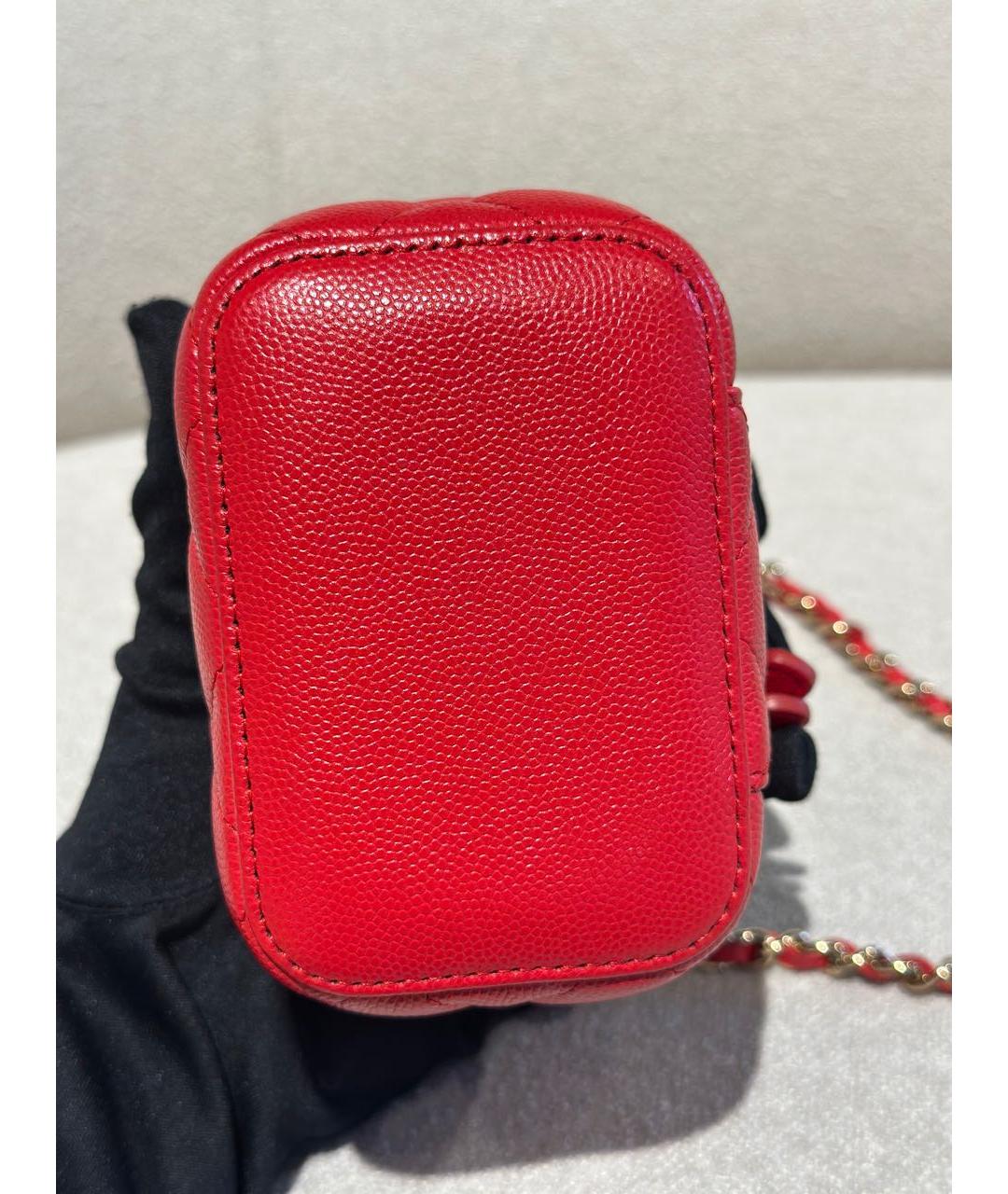 CHANEL Красная кожаная сумка через плечо, фото 7