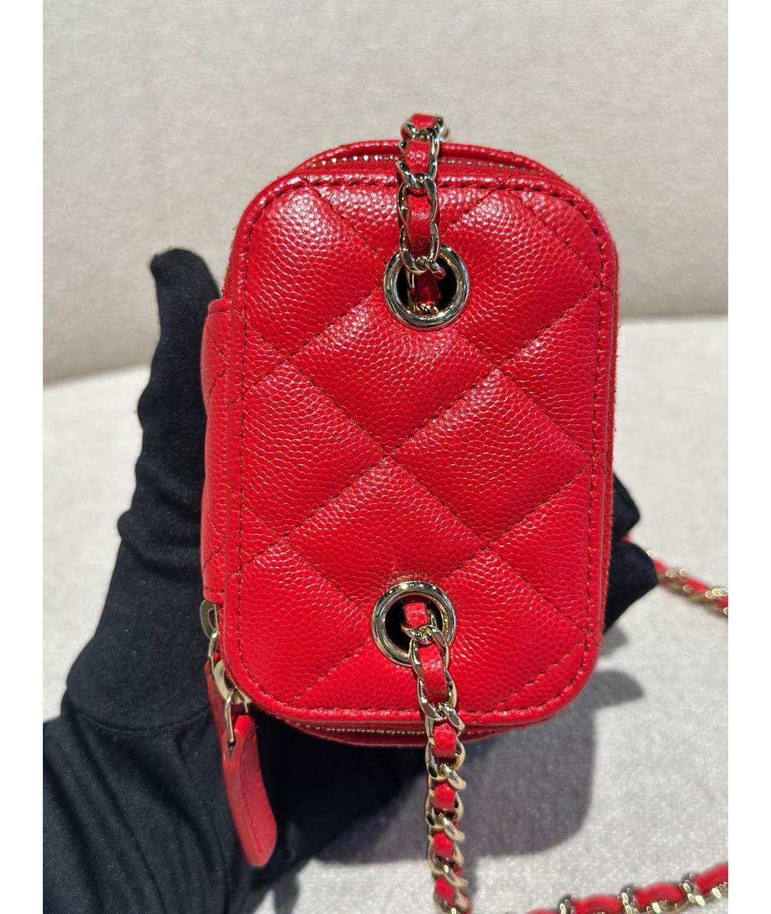 CHANEL Красная кожаная сумка через плечо, фото 6