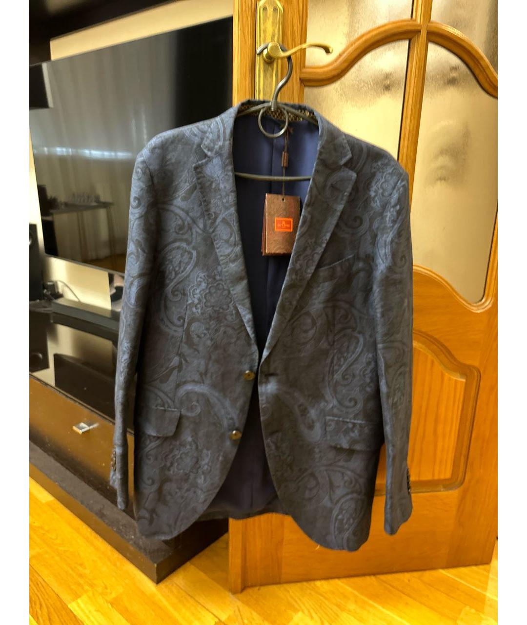 ETRO Темно-синий льняной пиджак, фото 8