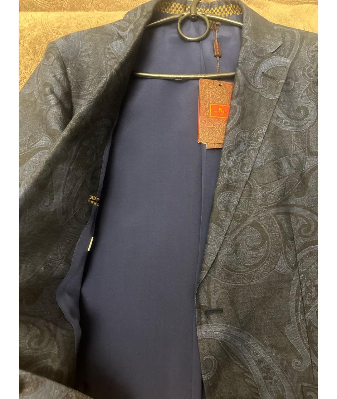 ETRO Темно-синий льняной пиджак, фото 3