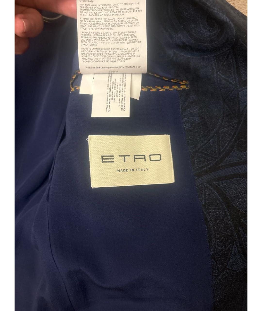 ETRO Темно-синий льняной пиджак, фото 6