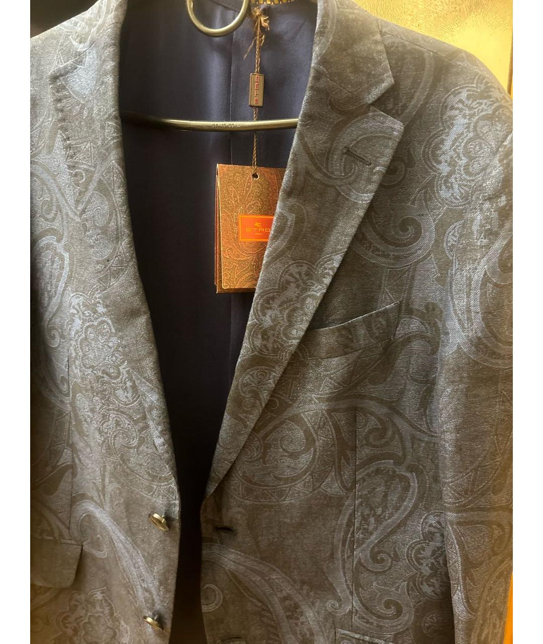 ETRO Темно-синий льняной пиджак, фото 4