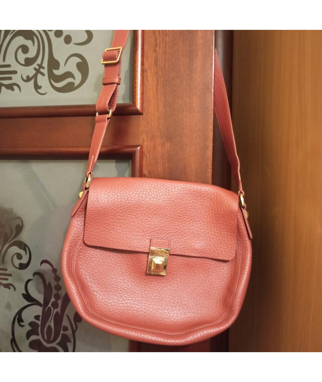 FURLA Коралловая кожаная сумка через плечо, фото 9