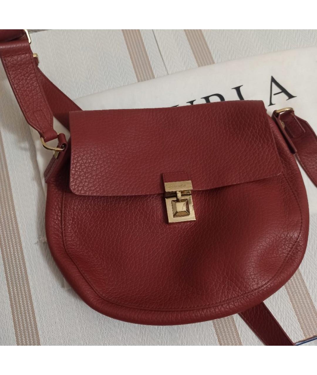 FURLA Коралловая кожаная сумка через плечо, фото 6