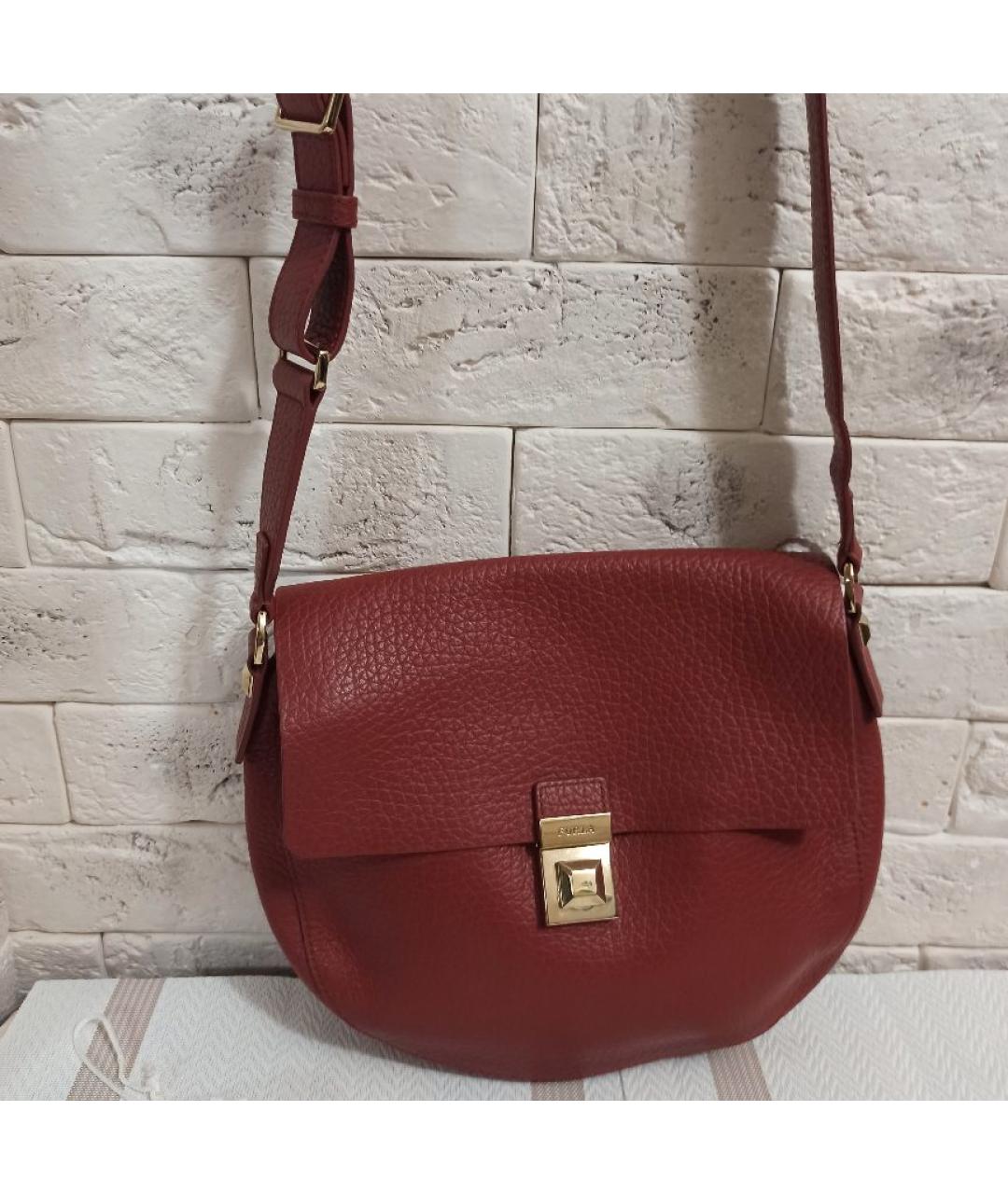 FURLA Коралловая кожаная сумка через плечо, фото 2