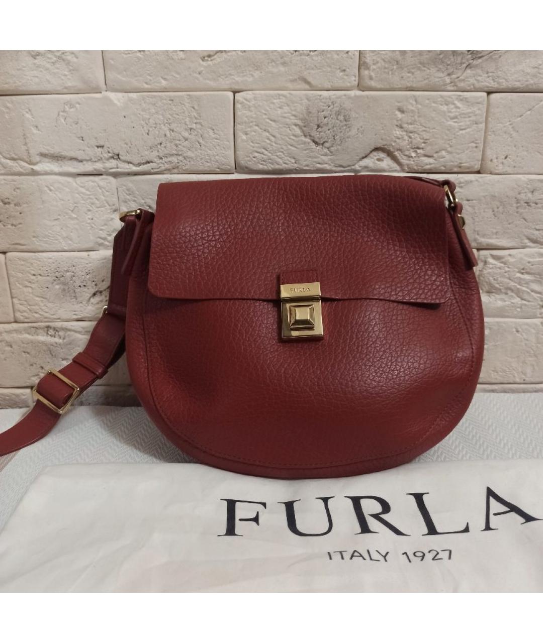 FURLA Коралловая кожаная сумка через плечо, фото 10
