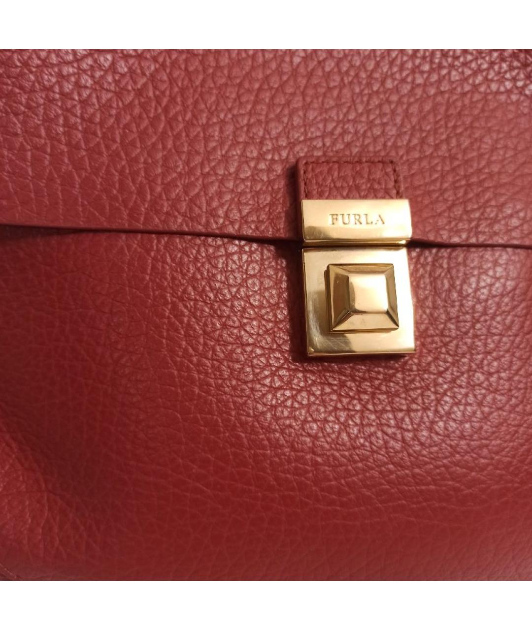 FURLA Коралловая кожаная сумка через плечо, фото 8