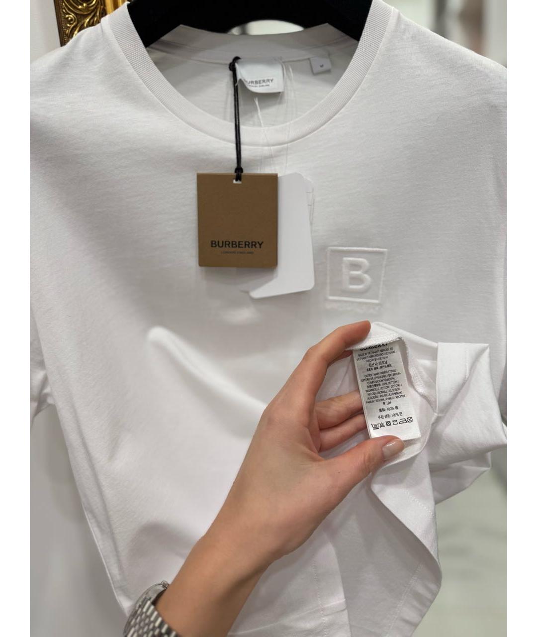 BURBERRY Белая хлопковая футболка, фото 3