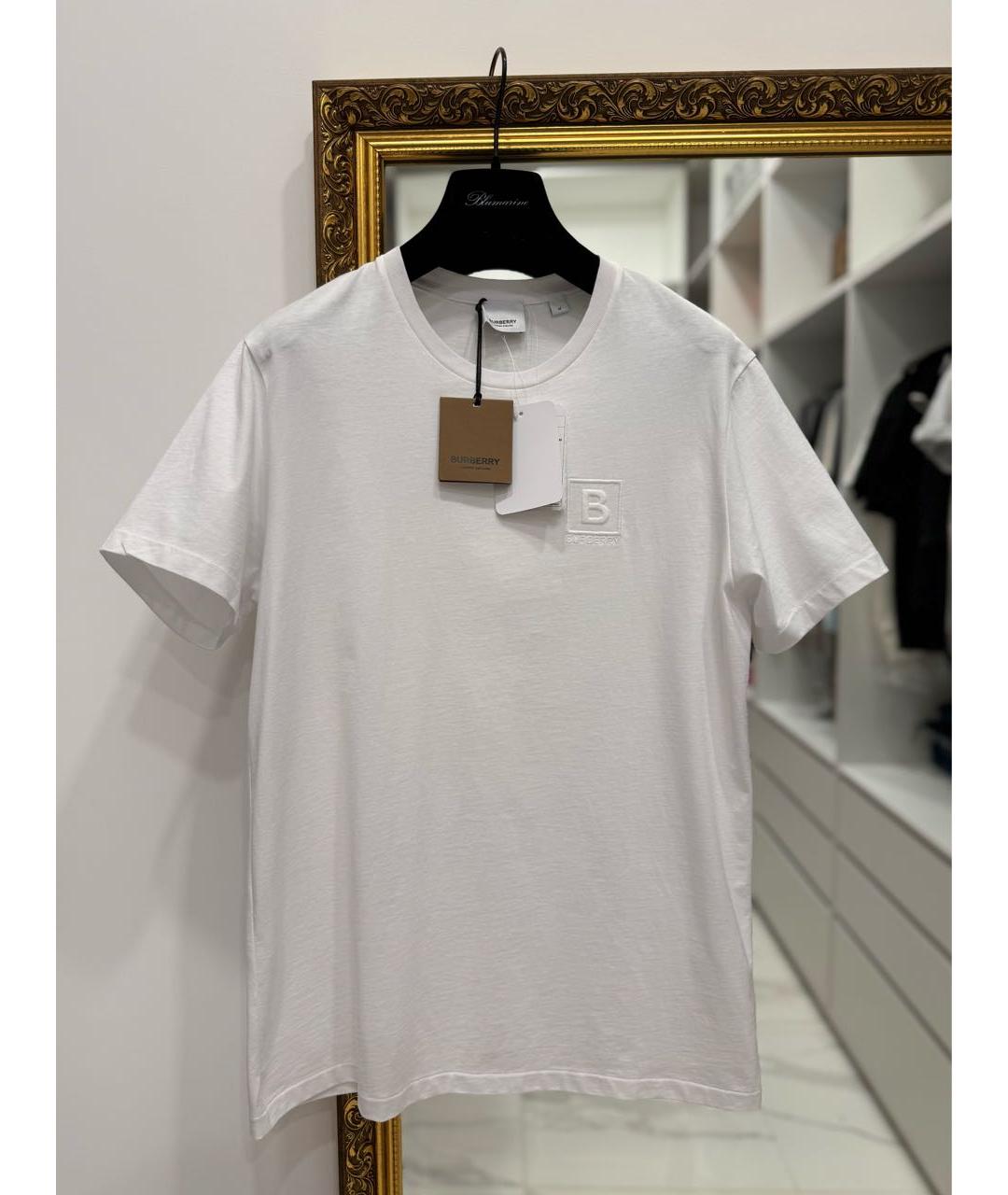 BURBERRY Белая хлопковая футболка, фото 7