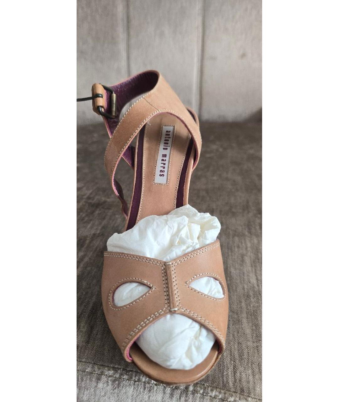 ANTONIO MARRAS Коричневые кожаные босоножки, фото 2