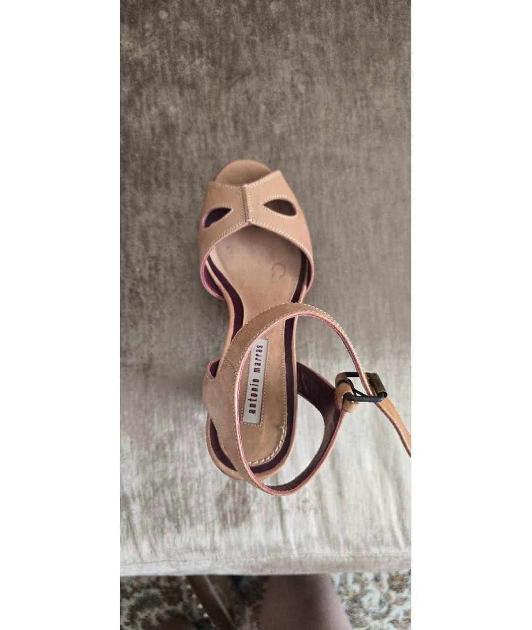 ANTONIO MARRAS Коричневые кожаные босоножки, фото 3