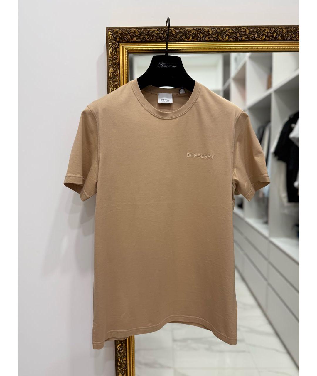 BURBERRY Бежевая хлопковая футболка, фото 9