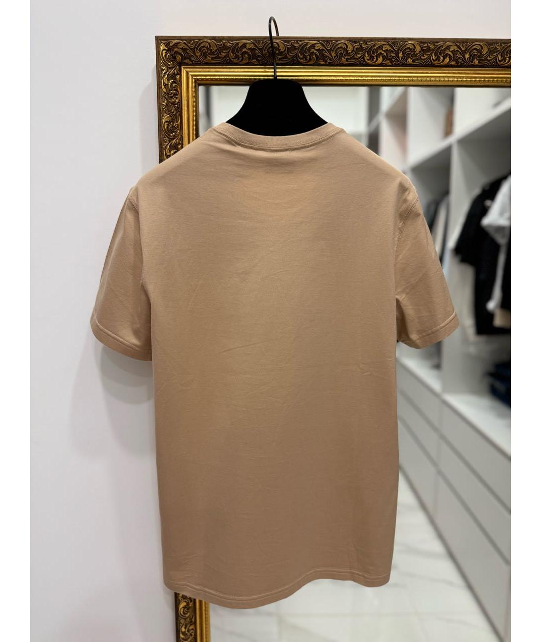 BURBERRY Бежевая хлопковая футболка, фото 5