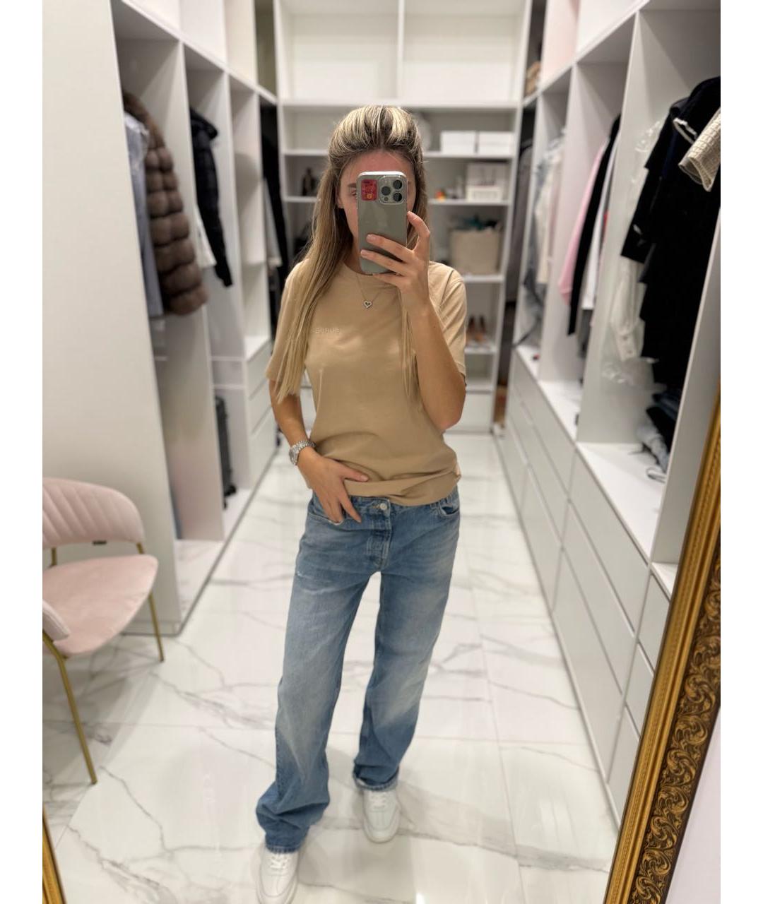 BURBERRY Бежевая хлопковая футболка, фото 8