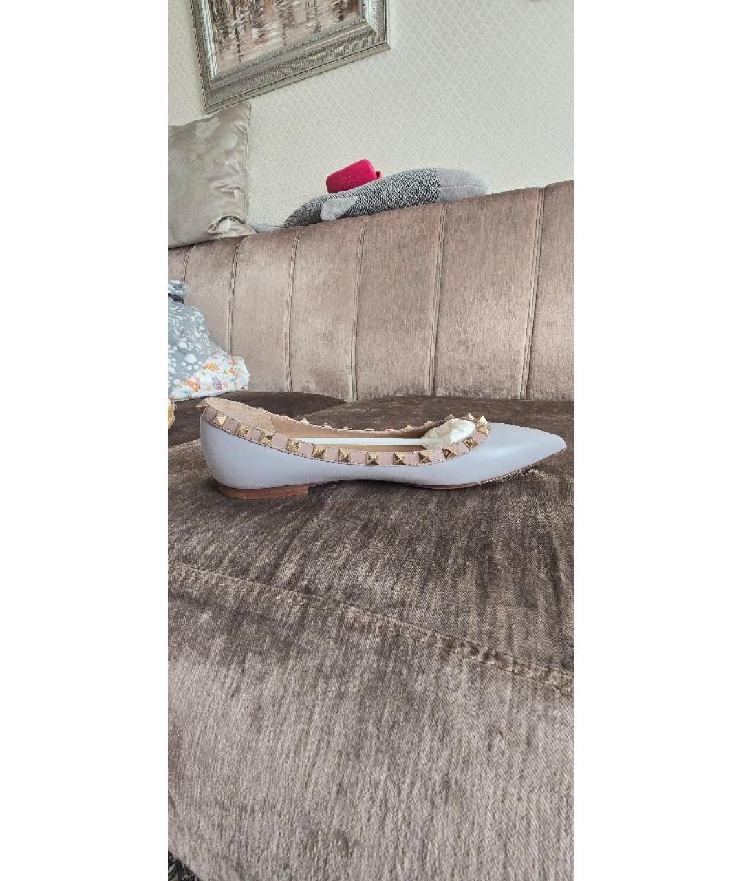 VALENTINO Голубые кожаные балетки, фото 7