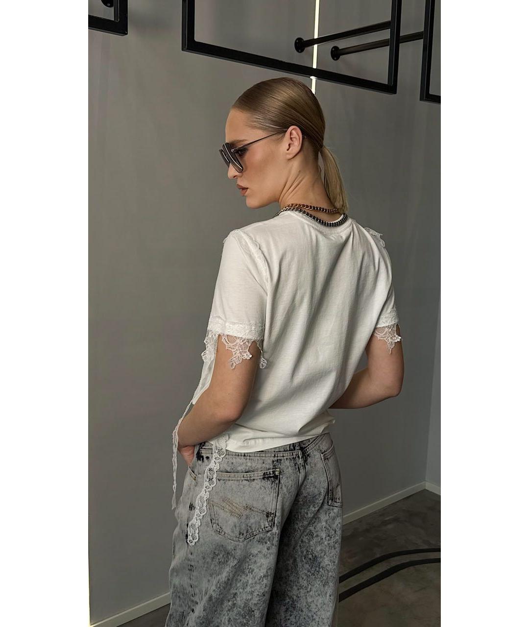 BLUMARINE Белая хлопковая футболка, фото 4