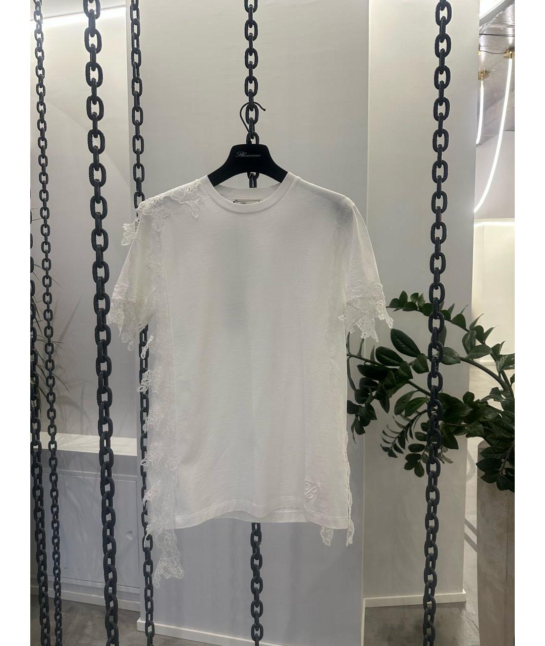 BLUMARINE Белая хлопковая футболка, фото 2