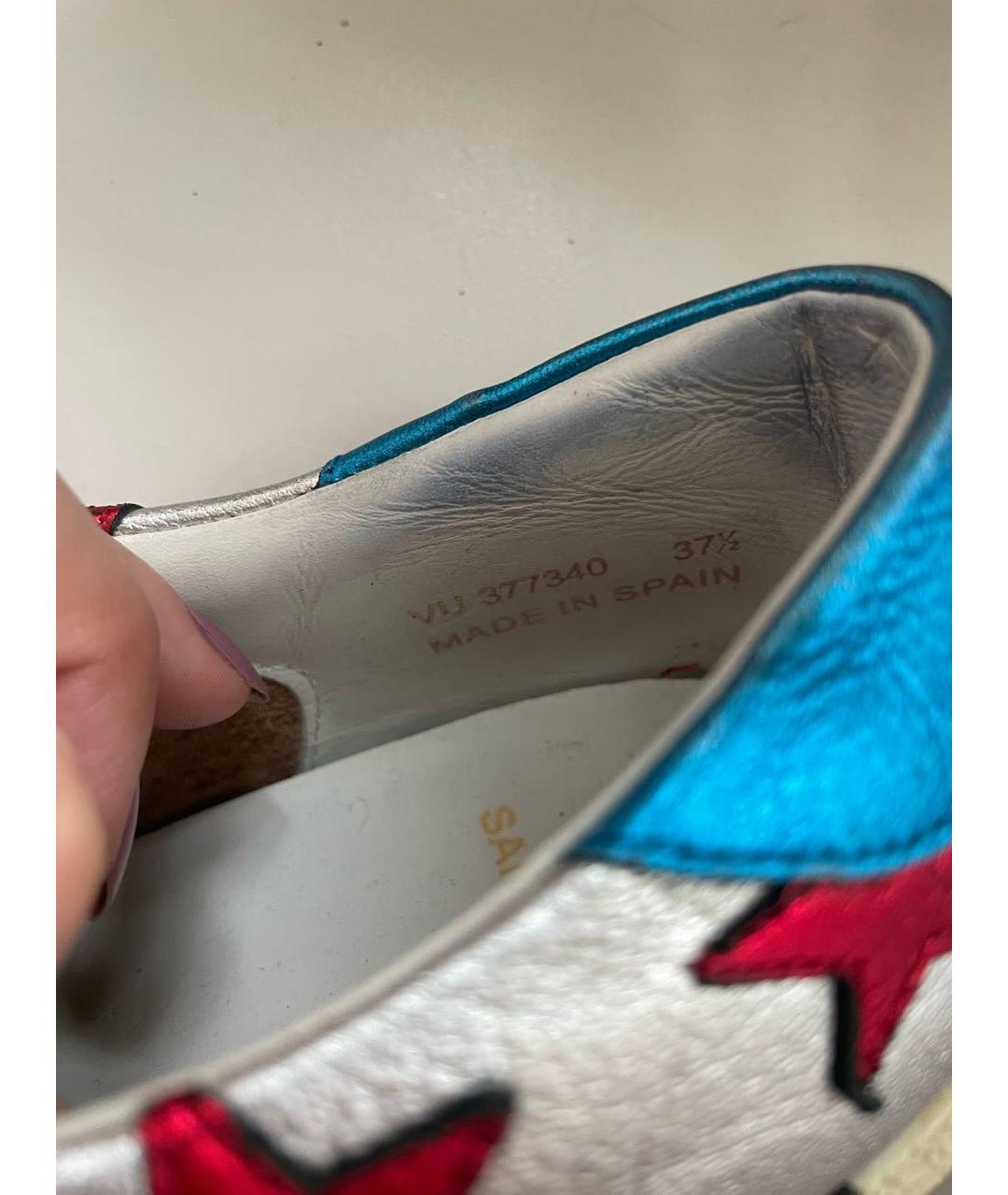 SAINT LAURENT Серебряные кожаные кеды, фото 4