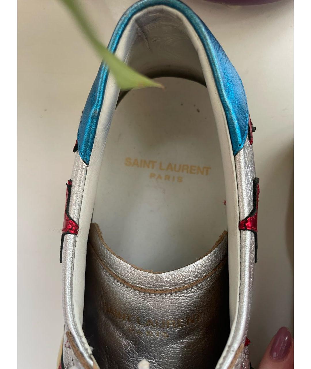 SAINT LAURENT Серебряные кожаные кеды, фото 5
